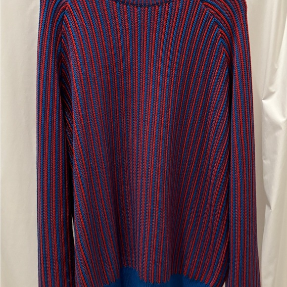 King & Tuckfield Striped Merino Wool Two Tone Sweater in Red/Blue (Size L) - Picture 6 of 7